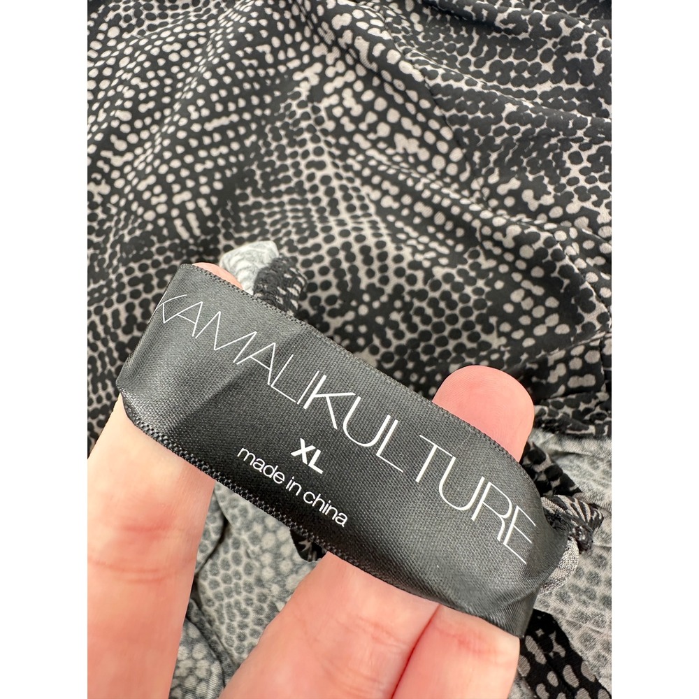 KamaliKulture Dress XL Black Grey Halter Turtleneck Backless Maxi Gown Slit - Picture 7 of 11